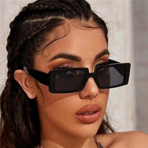 Vintage Style Narrow Square Frame Candy Color Women Wholesale Sunglasses - Black
