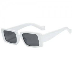 Vintage Style Narrow Square Frame Candy Color Women Wholesale Sunglasses - White