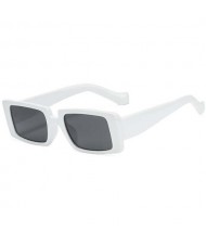 Vintage Style Narrow Square Frame Candy Color Women Wholesale Sunglasses - White