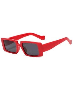 Vintage Style Narrow Square Frame Candy Color Women Wholesale Sunglasses - Red