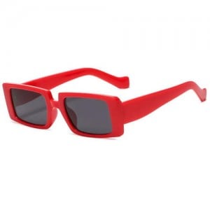 Vintage Style Narrow Square Frame Candy Color Women Wholesale Sunglasses - Red