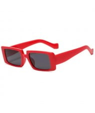 Vintage Style Narrow Square Frame Candy Color Women Wholesale Sunglasses - Red