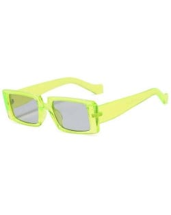 Vintage Style Narrow Square Frame Candy Color Women Wholesale Sunglasses - Fluorescent Green