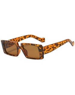 Vintage Style Narrow Square Frame Candy Color Women Wholesale Sunglasses - Leopard