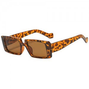 Vintage Style Narrow Square Frame Candy Color Women Wholesale Sunglasses - Leopard