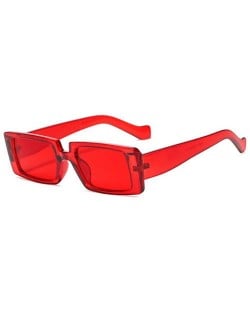 Vintage Style Narrow Square Frame Candy Color Women Wholesale Sunglasses - Clear Red