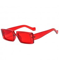 Vintage Style Narrow Square Frame Candy Color Women Wholesale Sunglasses - Clear Red