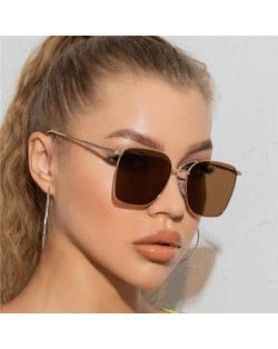 Fashion Wholesale Sunglasses Classic Slim Alloy Frame Jelly Color Sunglasses - Brown