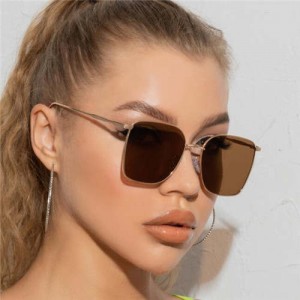Fashion Wholesale Sunglasses Classic Slim Alloy Frame Jelly Color Sunglasses - Brown