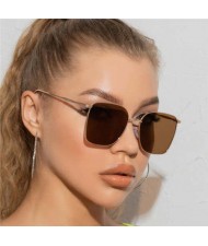 Fashion Wholesale Sunglasses Classic Slim Alloy Frame Jelly Color Sunglasses - Brown