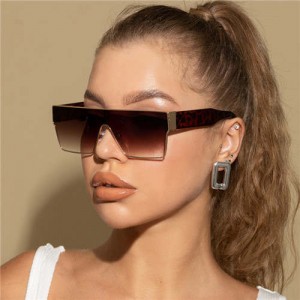 Popolar Square Shape Unique One-piece Design Fashion Women/ Men Wholesale Sunglasses - Leopard