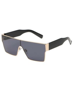 Popolar Square Shape Unique One-piece Design Fashion Women/ Men Wholesale Sunglasses - Black