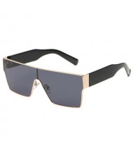 Popolar Square Shape Unique One-piece Design Fashion Women/ Men Wholesale Sunglasses - Black