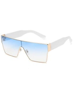 Popolar Square Shape Unique One-piece Design Fashion Women/ Men Wholesale Sunglasses - White