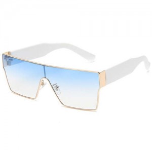 Popolar Square Shape Unique One-piece Design Fashion Women/ Men Wholesale Sunglasses - White