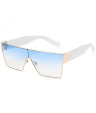 Popolar Square Shape Unique One-piece Design Fashion Women/ Men Wholesale Sunglasses - White