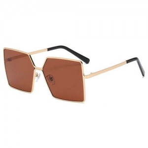 Wholesale Big Alloy Golden Frame U.S. Fashion Women/ Men Sunglasses - Coffee