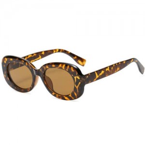 Oval Frame Design Hip-hop High Fashion Wholesale Women Sunglasses - Leopard