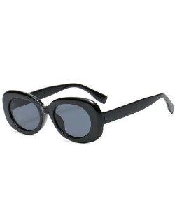 Oval Frame Design Hip-hop High Fashion Wholesale Women Sunglasses - Black