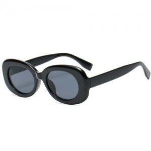 Oval Frame Design Hip-hop High Fashion Wholesale Women Sunglasses - Black