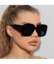 Wholesale Bold Square Thick Frame High Fashion Charming Lady Sunglasses - Black