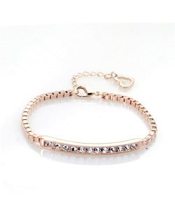 Austrian Rhinestones Inlaid Joints Chain Style Rose Gold Bracelet - Transparent