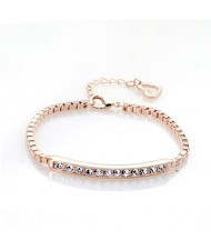Austrian Rhinestones Inlaid Joints Chain Style Rose Gold Bracelet