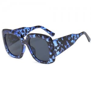 Wholesale Bold Square Thick Frame High Fashion Charming Lady Sunglasses - Blue