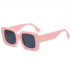 Wholesale Bold Square Thick Frame High Fashion Charming Lady Sunglasses - Pink