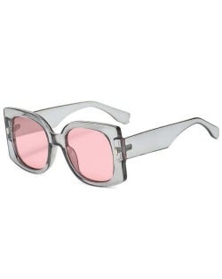 Vintage Style Internet Celebrities Choice Mini Rivet Decorated Square Frame Fashion Women Wholesale Sunglasses - Gray