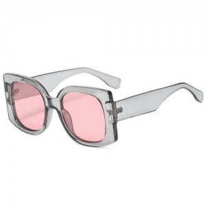 Vintage Style Internet Celebrities Choice Mini Rivet Decorated Square Frame Fashion Women Wholesale Sunglasses - Gray