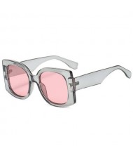 Vintage Style Internet Celebrities Choice Mini Rivet Decorated Square Frame Fashion Women Wholesale Sunglasses - Gray