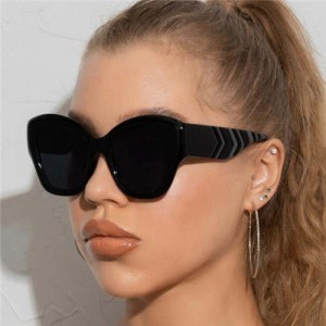 Cat Eye Style Broadside Frame Fashion Women Wholesale Sunglasses - Black