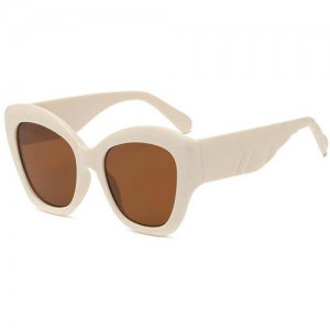 Cat Eye Style Broadside Frame Fashion Women Wholesale Sunglasses - Beige
