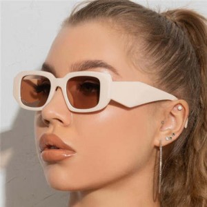 Summer Fashion Portable Geometric Frame Design Women Wholesale Sunglasses - Beige