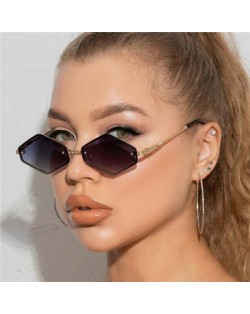 Vintage Small Diamond Shape Frame Gradient Color Fashion Women Wholesale Sunglasses - Black