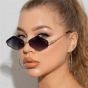 Vintage Small Diamond Shape Frame Gradient Color Fashion Women Wholesale Sunglasses - Black