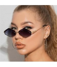 Vintage Small Diamond Shape Frame Gradient Color Fashion Women Wholesale Sunglasses - Black