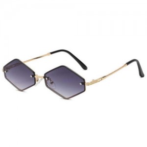 Vintage Small Diamond Shape Frame Gradient Color Fashion Women Wholesale Sunglasses - Gray