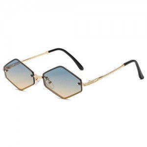 Vintage Small Diamond Shape Frame Gradient Color Fashion Women Wholesale Sunglasses - Ink Blue