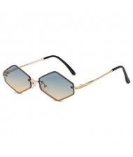 Vintage Small Diamond Shape Frame Gradient Color Fashion Women Wholesale Sunglasses - Ink Blue