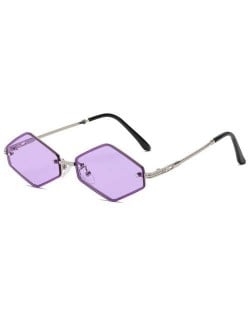 Vintage Small Diamond Shape Frame Gradient Color Fashion Women Wholesale Sunglasses - Violet