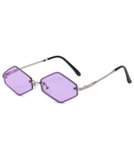 Vintage Small Diamond Shape Frame Gradient Color Fashion Women Wholesale Sunglasses - Violet