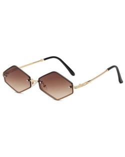 Vintage Small Diamond Shape Frame Gradient Color Fashion Women Wholesale Sunglasses - Brown