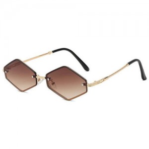 Vintage Small Diamond Shape Frame Gradient Color Fashion Women Wholesale Sunglasses - Brown