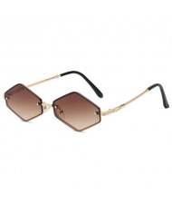 Vintage Small Diamond Shape Frame Gradient Color Fashion Women Wholesale Sunglasses - Brown