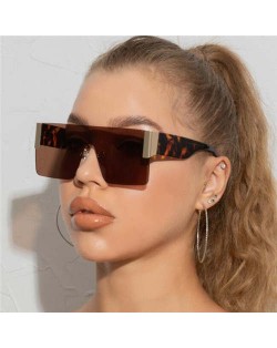 Bold Summer Fashion Frameless Big Square Broadside Legs Women/ Men Wholesale Sunglasses - Brown