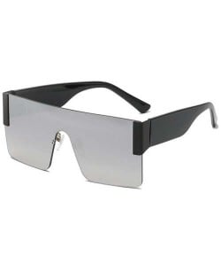 Bold Summer Fashion Frameless Big Square Broadside Legs Women/ Men Wholesale Sunglasses - Silver