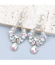 Fashion Rhinestone-studded Internet Celebrity Choice Hot Sales Drop Wholesale Earrings - White