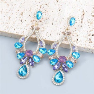 Fashion Rhinestone-studded Internet Celebrity Choice Hot Sales Drop Wholesale Earrings - Blue